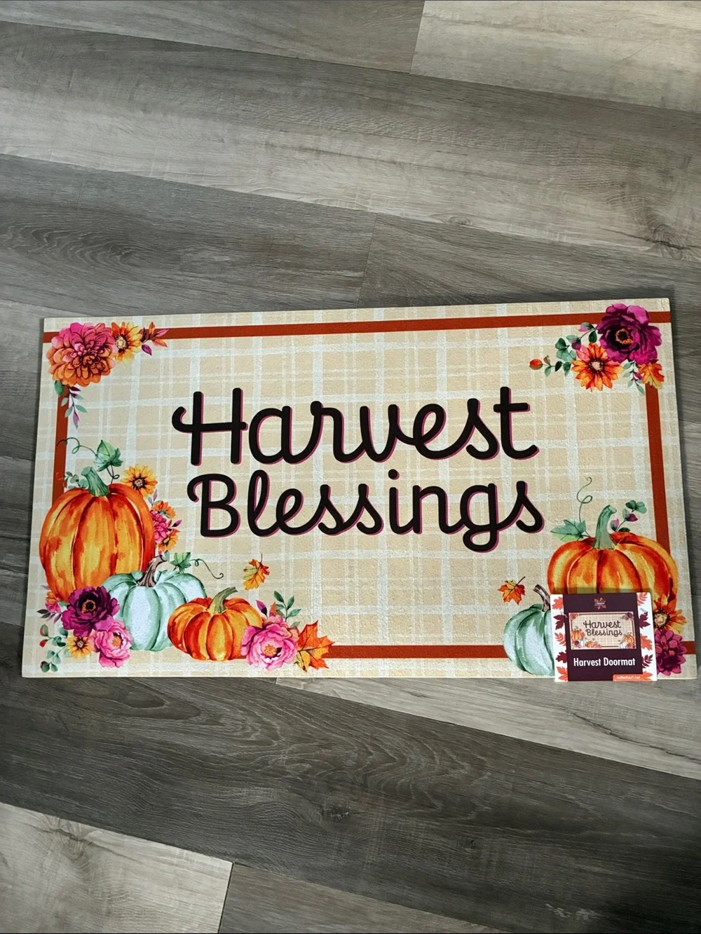 NWT- Harvest Blessings- Fall Doormat with Anti Skid Rubber Back 16x28